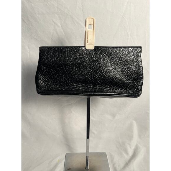 Handmade Black Leather Zip Clutch – Pebbled Mini Purse, Small Wristlet Bag - Picture 3 of 6
